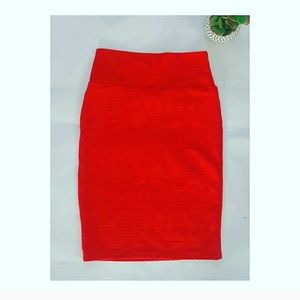 Bright Red Lularoe Cassie skirt size xs aztec prin
